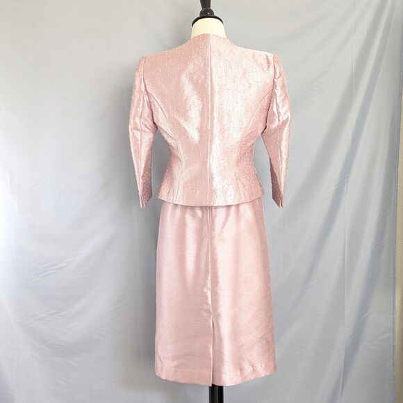 Alex Evenings Petite 4P Pink Shimmer Beaded Dress Jacket 2-PC Formal Cocktail - Picture 7 of 16